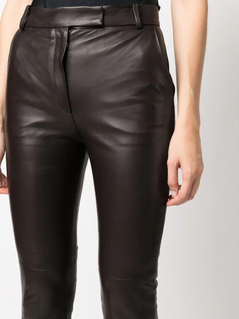 The Attico Piaf leather flared trousers - Brown