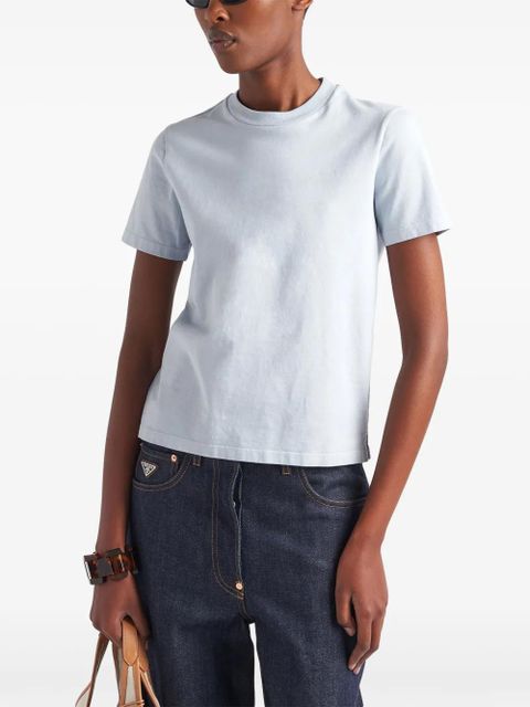 Prada triangle-logo cotton T-shirt - Blue