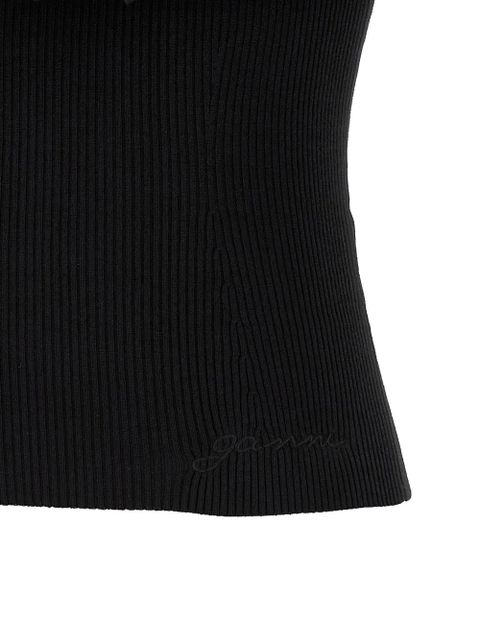 GANNI ribbed off-the-shoulder top - Black - zdjęcie produktu nr 2