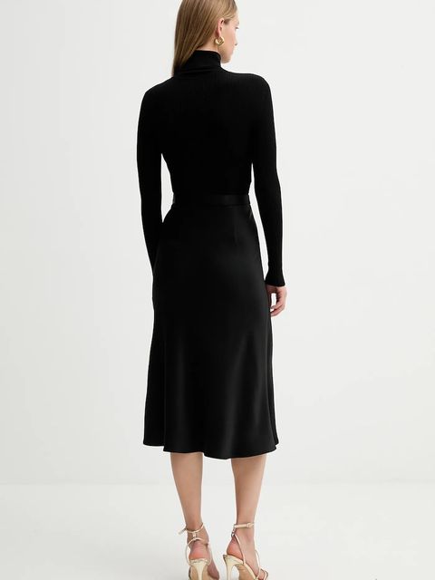 Elisabetta Franchi sukienka z dodatkiem jedwabiu kolor czarny midi prosta AM06B56E2