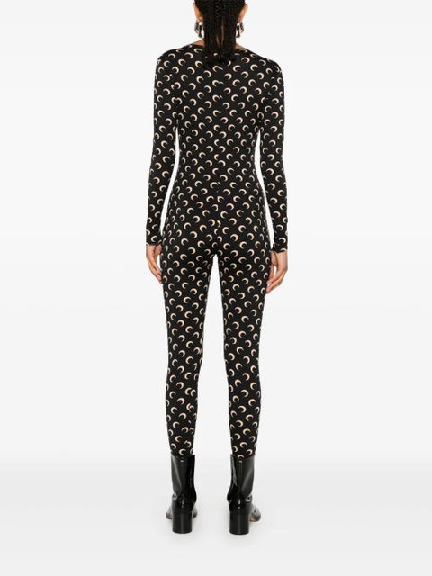 Marine Serre moon-print jersey catsuit - Black