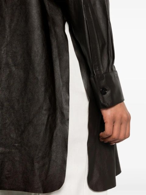 LEMAIRE leather side-slits shirt - Brown - zdjęcie produktu nr 2