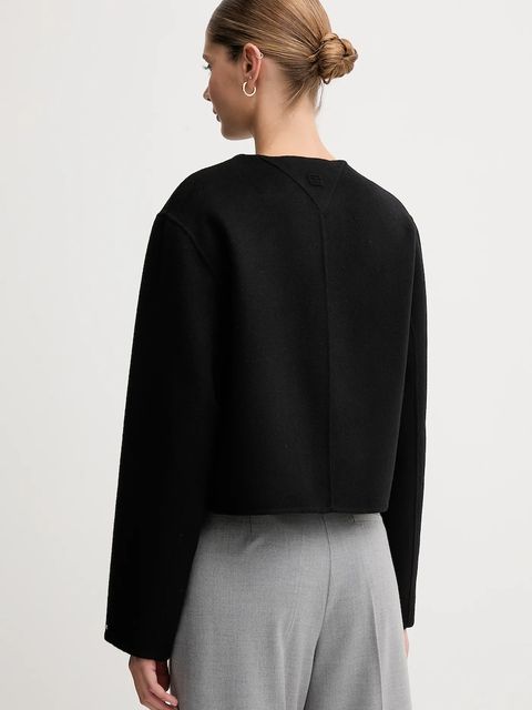 Tommy Hilfiger kurtka z wełną kolor czarny WW0WW47446