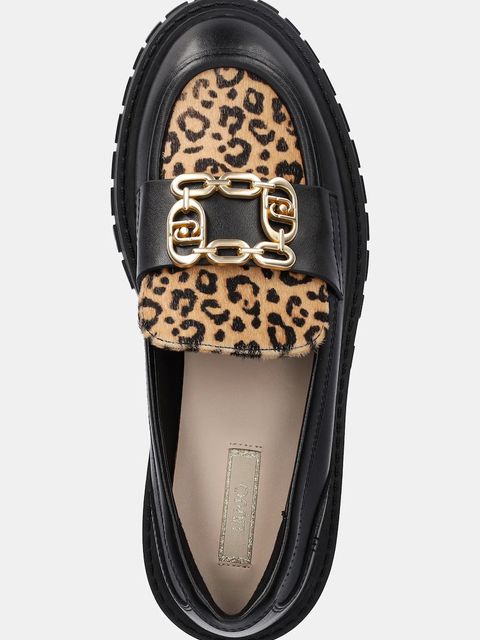 Liu Jo mokasyny skórzane RUMI 34 damskie kolor czarny na platformie SF5057PX163S1068