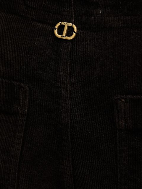 Twinset spodnie sztruksowe damskie kolor brązowy proste high waist 252TT2180 - zdjęcie produktu nr 2