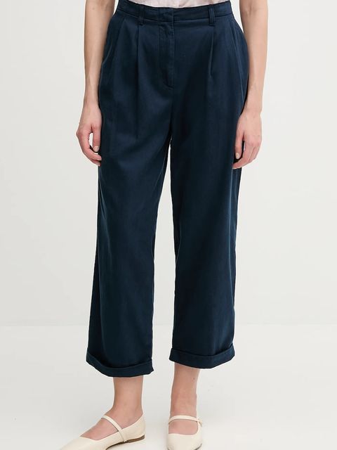 Tommy Hilfiger spodnie damskie kolor granatowy szerokie high waist WW0WW45589 - zdjęcie produktu nr 1