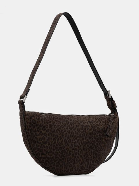 AllSaints torebka zamszowa HALFMOON kolor brązowy W357XD