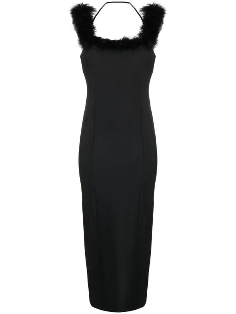 The Attico feather-trim midi dress - Black - zdjęcie produktu nr 1