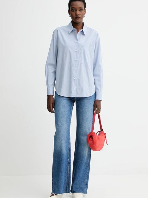 Marc O'Polo koszula bawełniana damska kolor niebieski relaxed z kołnierzykiem klasycznym 5000007256 - zdjęcie produktu nr 2