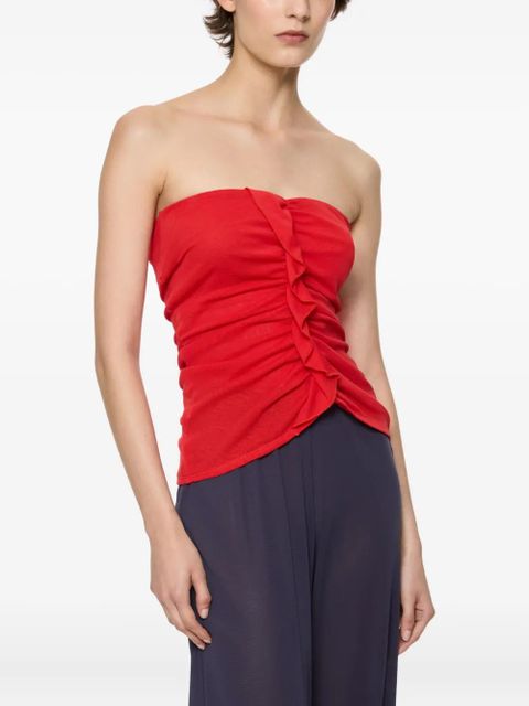 Paris Georgia ruffled strapless top - Red