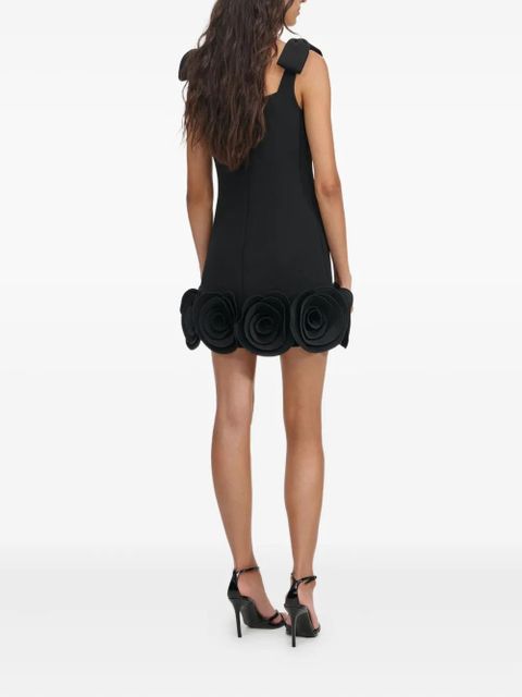 Self-Portrait floral-appliqué mini dress - Black