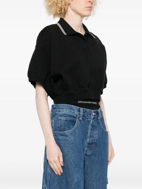 Alexander Wang cropped polo top - Black
