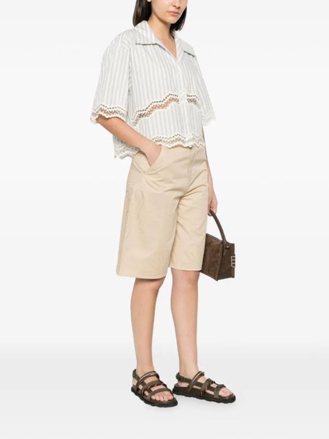 SANDRO lace-trim striped shirt - Neutrals - zdjęcie produktu nr 2