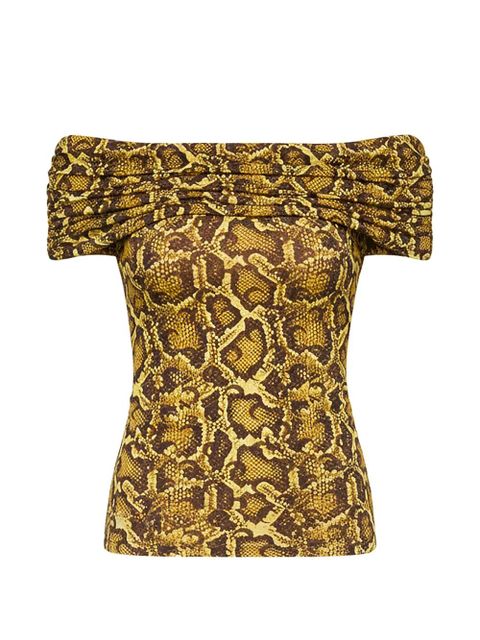 Marine Serre draped python-printed blouse - Yellow - zdjęcie produktu nr 1