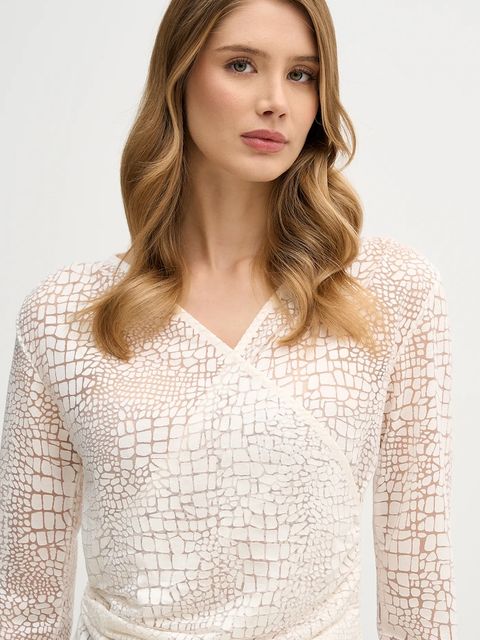 Sisley bluzka damska kolor beżowy wzorzysta 3NDXL401A
