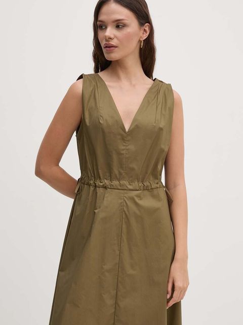 Sandro Ferrone sukienka bawełniana kolor zielony midi rozkloszowana SFS7XBDMADA