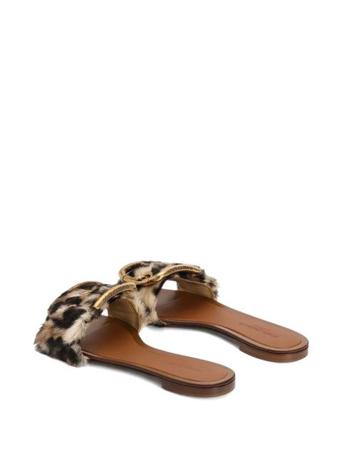 Dolce & Gabbana leo-print kid leather flat slippers - Neutrals