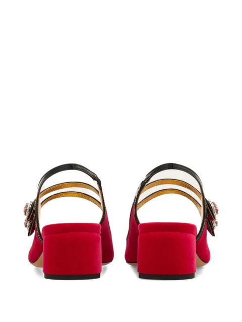 Ferragamo 40mm crystal-embellished Mary Jane pumps - Pink