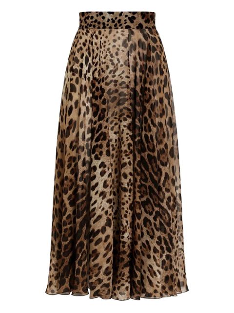 Dolce & Gabbana leopard-print midi skirt - Brown - zdjęcie produktu nr 1