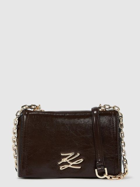 Karl Lagerfeld torebka skórzana K/AUTOGRAPH kolor bordowy A4W30106 - zdjęcie produktu nr 1