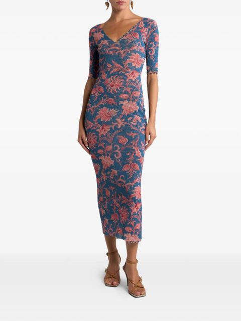 ETRO floral-motif tulle midi dress - Blue - zdjęcie produktu nr 2