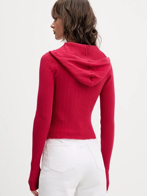 Tommy Jeans kardigan damski kolor bordowy lekki DW0DW21673 - zdjęcie produktu nr 2