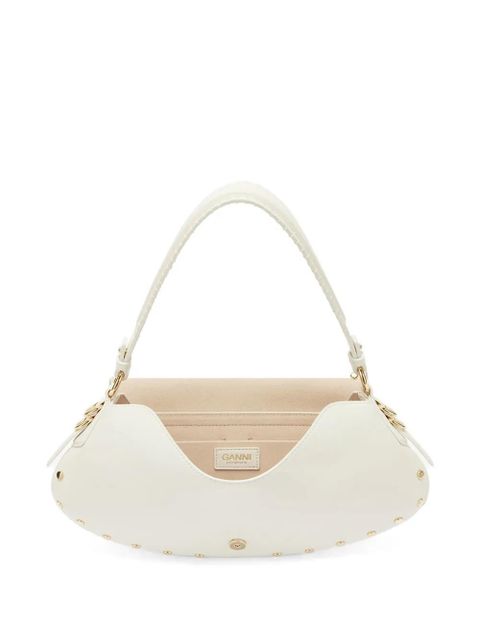GANNI buckle embellished shoulder bag - White
