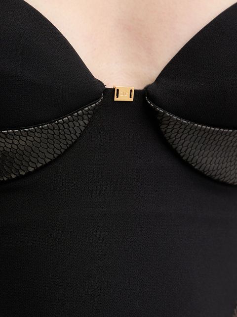 Elisabetta Franchi sukienka kolor czarny midi dopasowana AB83857E2