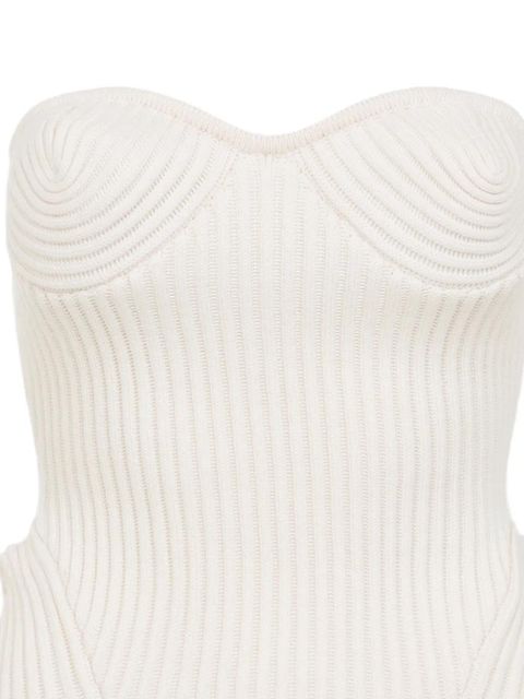 Jean Paul Gaultier ribbed sweetheart top - White