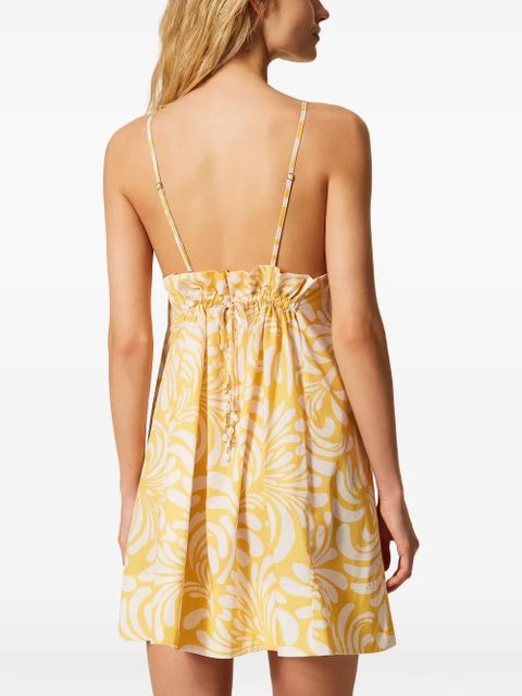 TWINSET botanical-print mini dress - Yellow