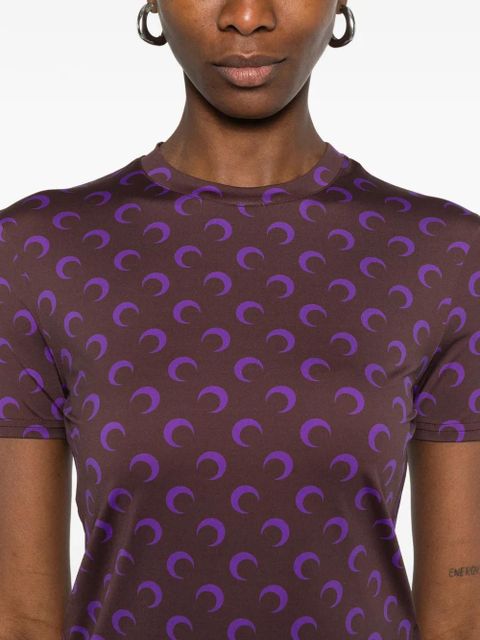 Marine Serre moon-print T-shirt - Brown