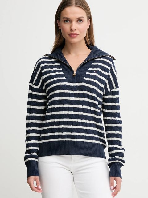 Tommy Hilfiger sweter wełniany damski kolor granatowy WW0WW46425 - zdjęcie produktu nr 1