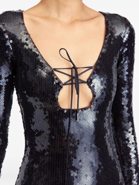 16Arlington Solaria sequinned midi dress - Black