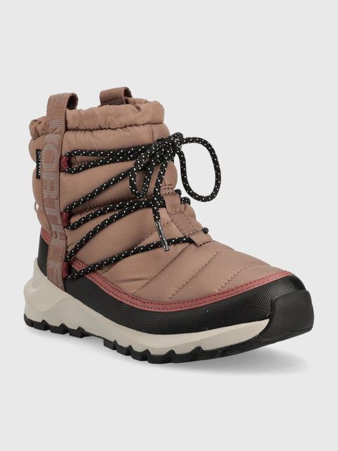 The North Face śniegowce WOMEN S THERMOBALL LACE UP WP kolor brązowy