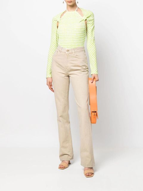 Jacquemus check-print cut-out bodysuit - Green