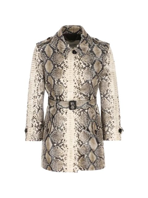 Burberry snakeskin-print belted coat - Neutrals - zdjęcie produktu nr 1