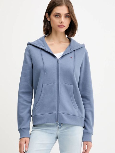 Tommy Jeans bluza damska kolor niebieski z kapturem gładka DW0DW19729 - zdjęcie produktu nr 1