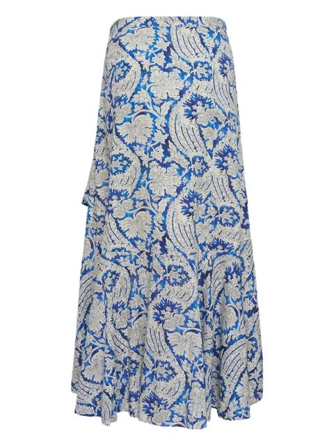 Ulla Johnson paisley-print ruffled skirt - Blue - zdjęcie produktu nr 2