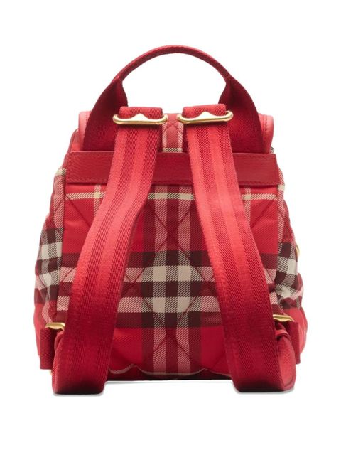 Burberry Horseshoe quilted check backpack mini bag - Red - zdjęcie produktu nr 2