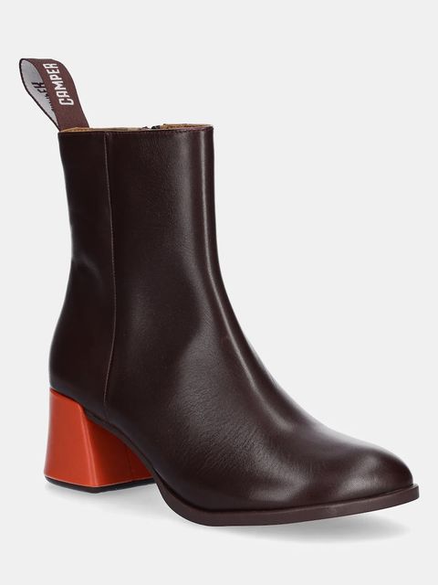 Camper botki skórzane TWS damskie kolor bordowy na słupku K400798-006