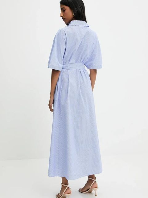 Answear.LAB sukienka kolor niebieski maxi rozkloszowana