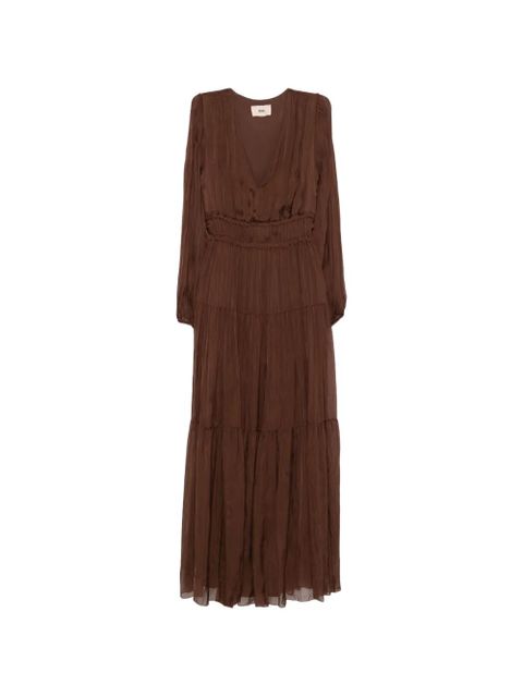 SOLOTRE tiered V-neck dress - Brown - zdjęcie produktu nr 1
