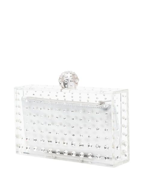 Aquazzura Tequila rhinestone-embellished clutch bag - Neutrals