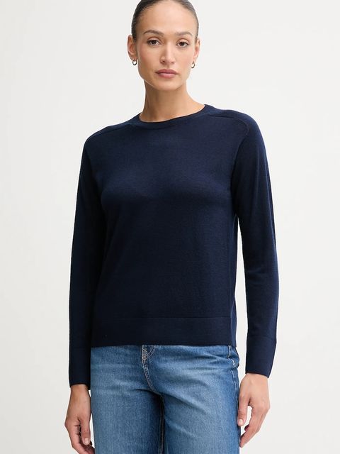 United Colors of Benetton sweter wełniany damski kolor granatowy lekki 11AHD10CV - zdjęcie produktu nr 1