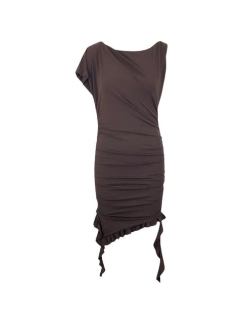 PINKO ruffled-hem mini dress - Brown - zdjęcie produktu nr 1