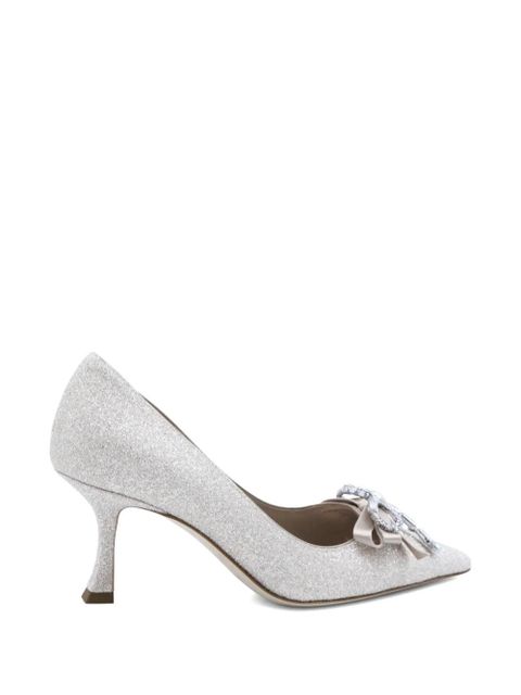 Jimmy Choo crystal-embellished bow pumps - Grey
