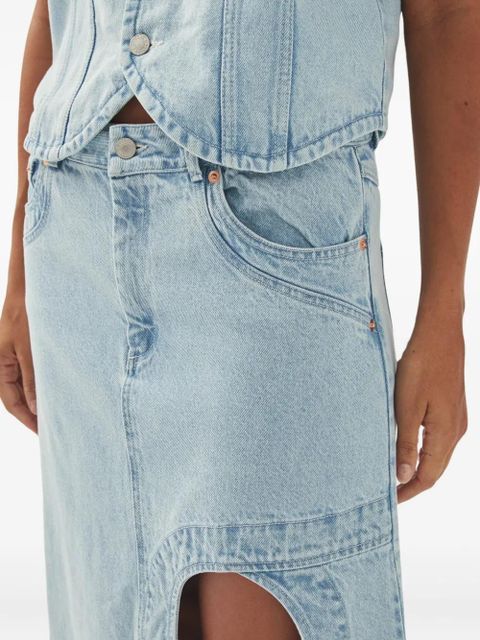 ALOHAS Carmina asymmetric denim maxi skirt - Blue