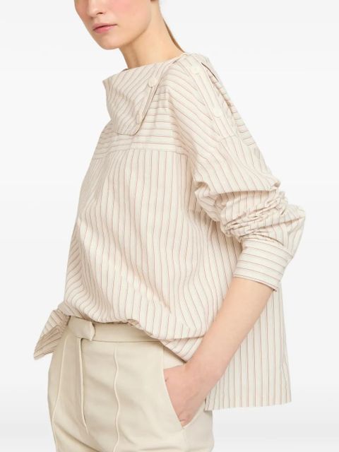 Yves Salomon asymmetric-neck poplin blouse - Neutrals - zdjęcie produktu nr 2