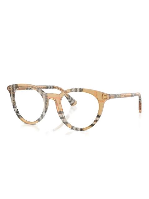 Burberry Eyewear checked-pattern round glasses - Neutrals