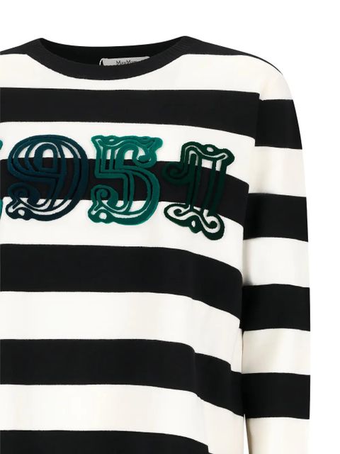 Max Mara Viterbo striped-pattern embroidered T-shirt - Black